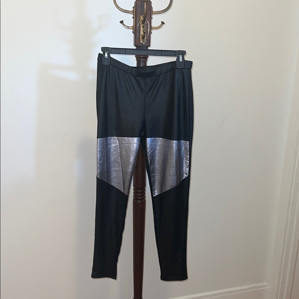Material Girl Black Leggings with Silver Detail